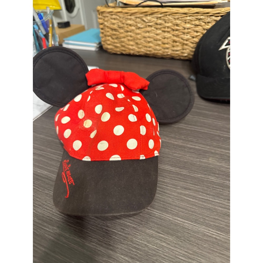 Disney Parks Minnie Mouse Polka Dot Youth Snapback Hat with Ears and Bow Red